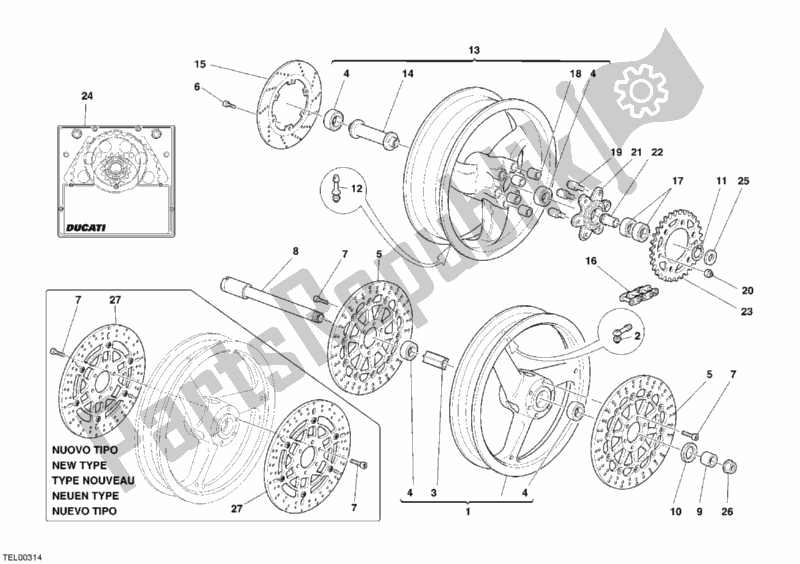 Alle onderdelen voor de Wielen van de Ducati Monster 620 Dark USA 2005